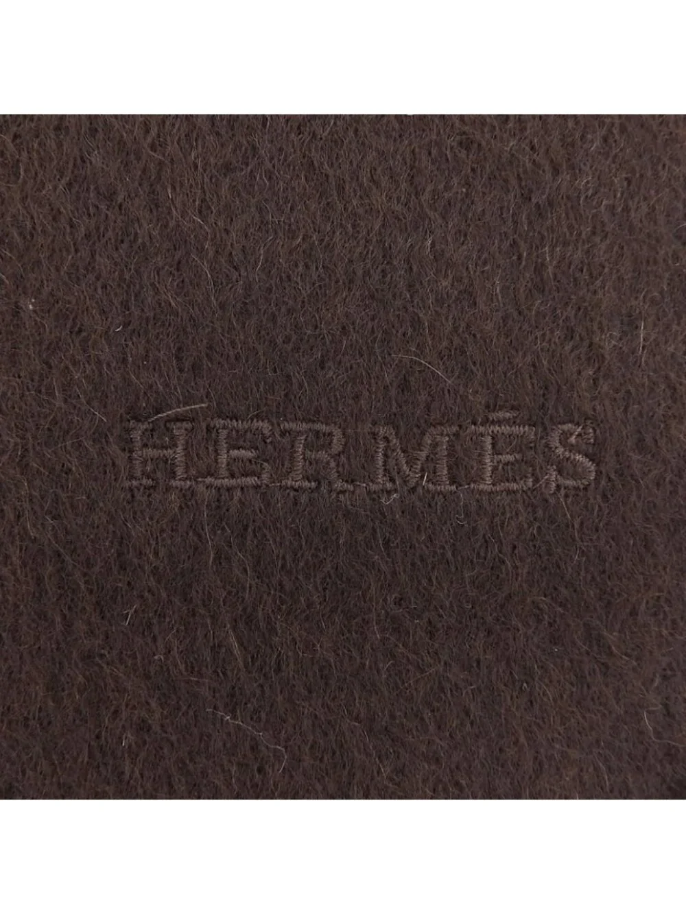 Hermes Rectoverso Cashmere Logo Embroidery Scarf with Fringe Brown - Picture 6 of 9